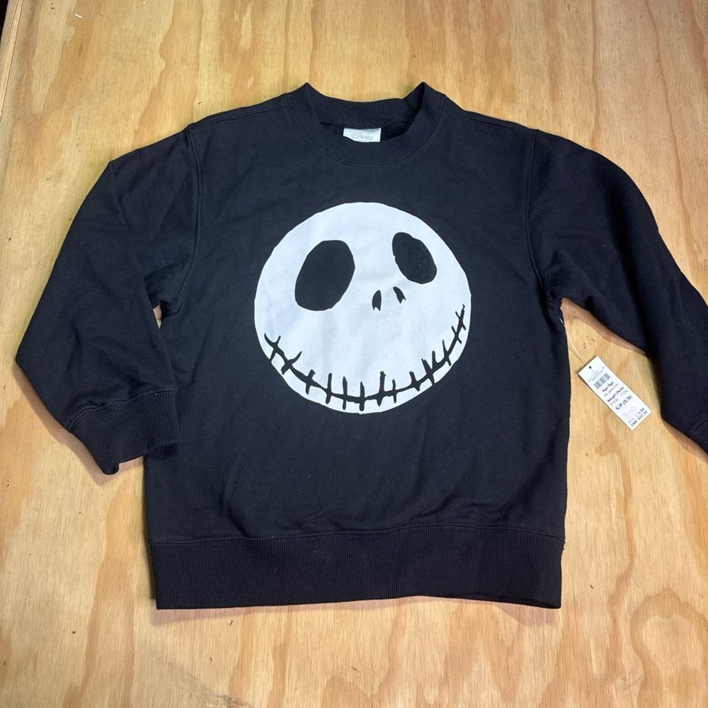 Disney Store Black and White Jack Skellington Kids 5/6 Crewneck Sweater NWT
